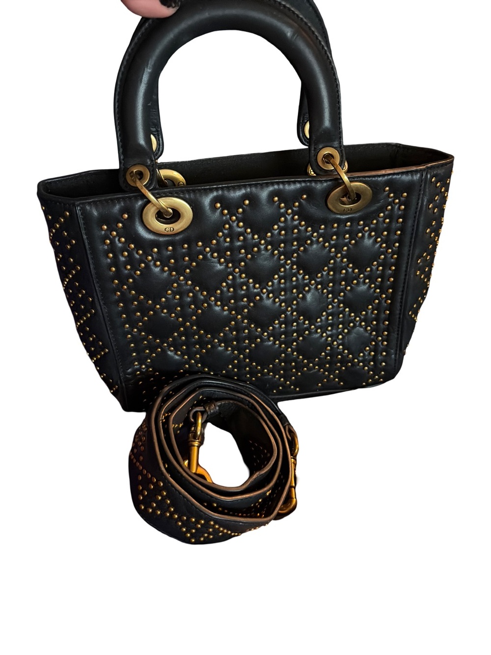 Studded Supple Lady DIOR Medium bag by Christian Dior (with strap)